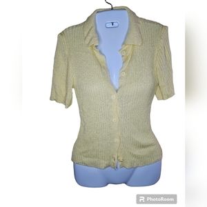 asos design women's yellow short sleeve open front cardigan size 12